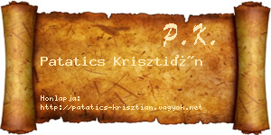Patatics Krisztián névjegykártya